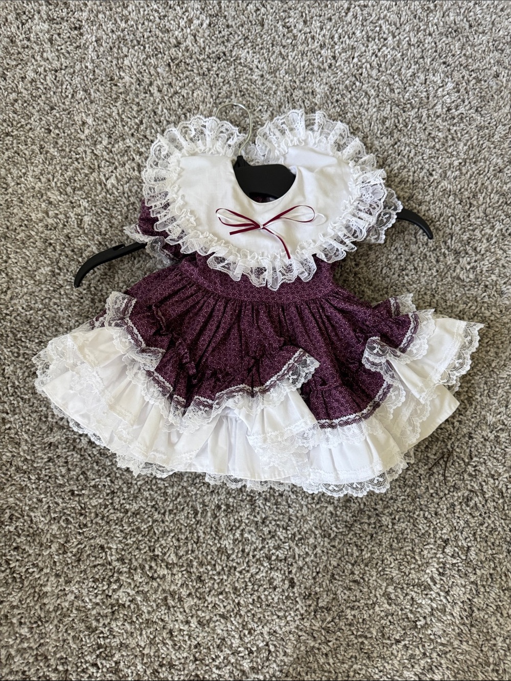 Girls' Plum and White Lace Prairie Costume Dress
